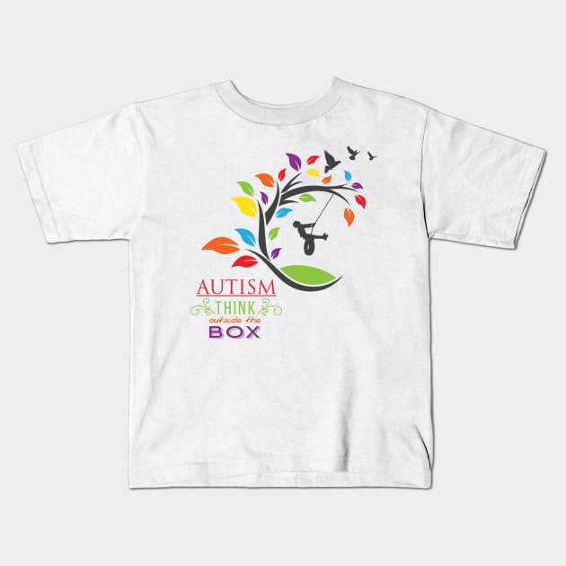 'Think Outside The Box' Awesome Autism Gift Kids T-Shirt by ourwackyhome